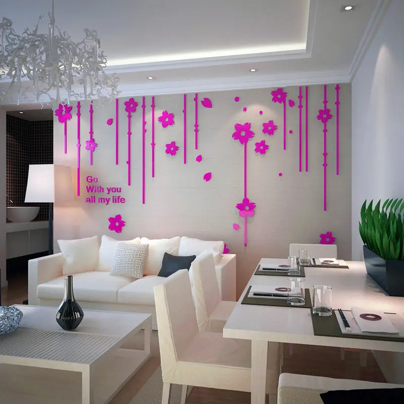 Красивые цветы лоза акриловые хрустальные настенные Стикеры домашний декор