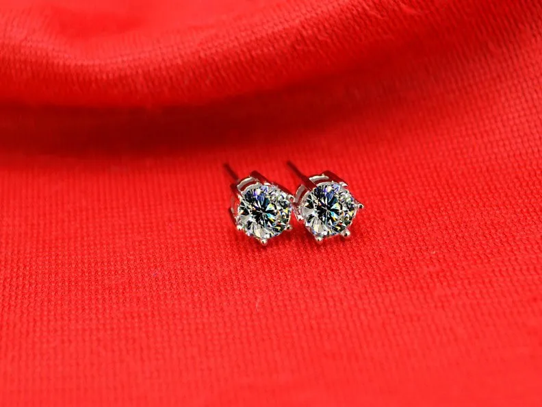 Твердые 14 К Белое Золото Довольно 0.5Ct/Шт Круглый Cut Женский Обручальное Серьги Годовщина Свадьбы Ювелирных Изделий OEM