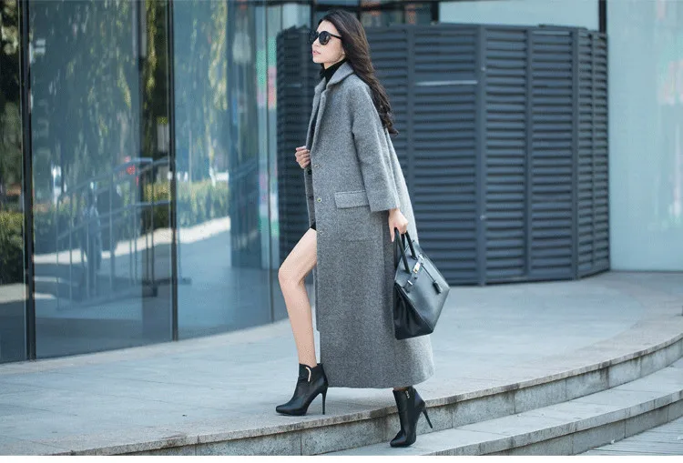 Новинка 2019 женская одежда шерстяное пальто большого размера длинное модное