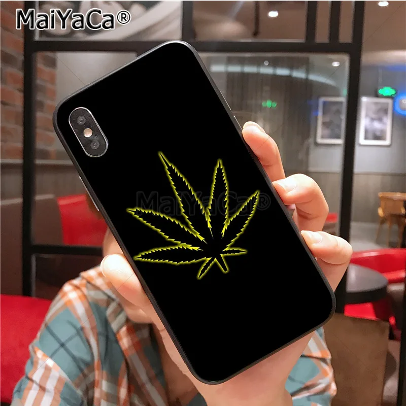 MaiYaCa листья растений Лист Каннабиса DIY окрашенный крутой чехол для iPhone X Xs Xr Xs max 7plus 6 6s 7 8 8Plus 5 5S SE 10 Чехол