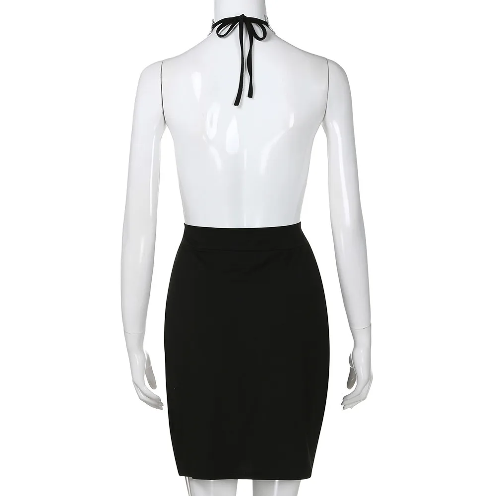 Женское платье женское сексуальное с глубоким вырезом на шее открытой спиной