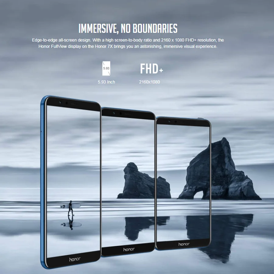 Оригинал Honor 7x4G LTE мобильный телефон 5 93 &quot4 Гб ОЗУ 128 ПЗУ Kirin 659 Восьмиядерный Android 7 0