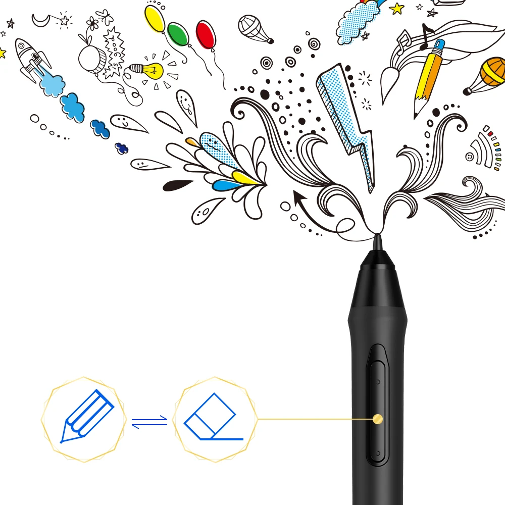 XP-Pen PN05 треугольный безбатарейный пассивный стилус для XP-Pen Star G640s/Deco 03/Artist 13,3 с ластиком и 8 х сменных Nibs