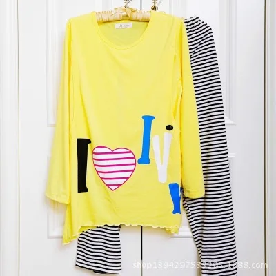 Весенне-осенняя Корейская полосатая одежда для кормящих мам пижамы Одежда