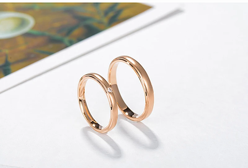 AULEEZE классические матовые эффекты 18 K кольцо из желтого золота для пары реальные Алмазные обручальные кольца для женщин и мужчин ювелирные изделия