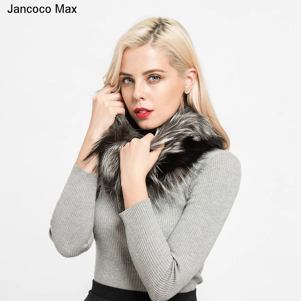 Jancoco Max, новинка, настоящий Лисий мех, шарфы, зимние, толстые, теплые, высокое качество, шаль, натуральный мех, глушитель, S7120