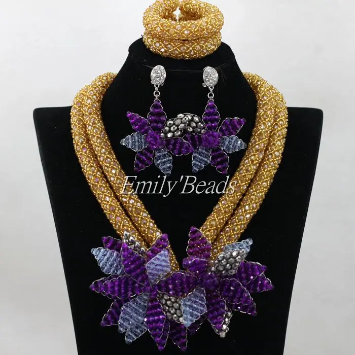 2016 стильный комплект ювелирных изделий из африканских хрустальных бусин