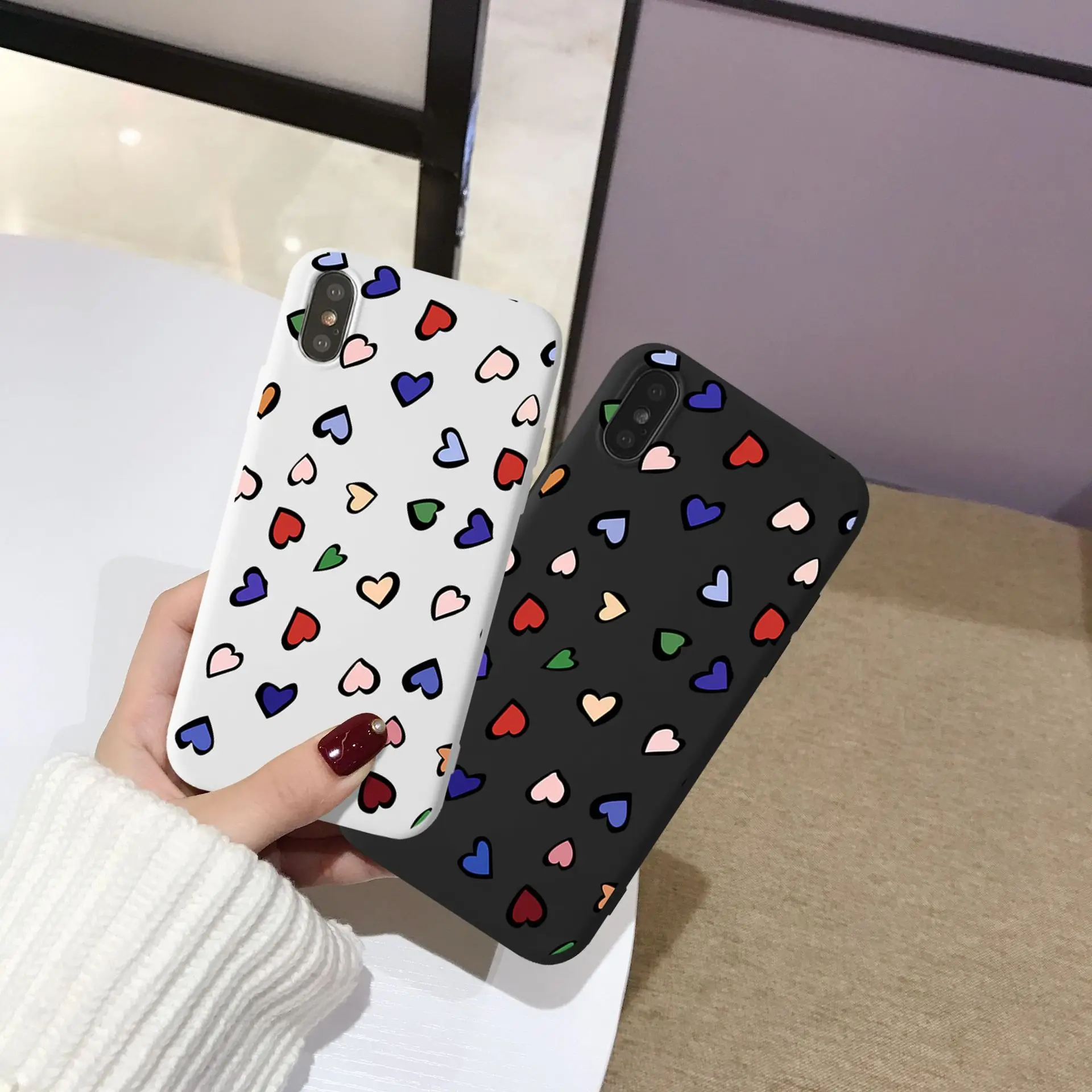 Разноцветное сердце любовь чехлы для телефонов чехол Iphone 6 S 7 8 Plus XS Max XR X мягкий