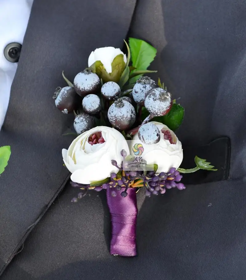 Color11 Boutonniere 1 шт свадебная бутоньерка, жених бутоньерка Невеста Подружка невесты женские руки на запястье цветок Искусственные цветы корсажи свадебные принадлежности - Цвет: Color11 Boutonniere
