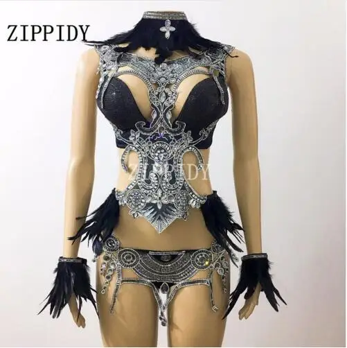 

Модный 3 вида цветов, сверкающие кристаллы, перышки, костюм для выступлений, женская одежда для сцены, комплект одежды, день рождения, брилли...