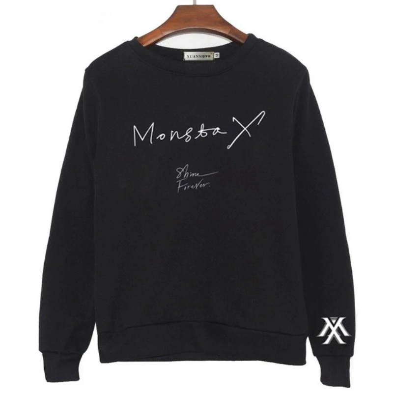 Mainlead Женский пуловер с капюшоном и надписью KPOP MONSTA X SHINE FOREVER|Женские толстовки