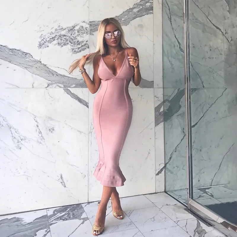 Элегантный midi Русалка платье осень бинты Платья Женская vestido С НАБОРНЫМИ БРЕТЕЛЬКАМИ спинки короткое платье короткое вечернее платье