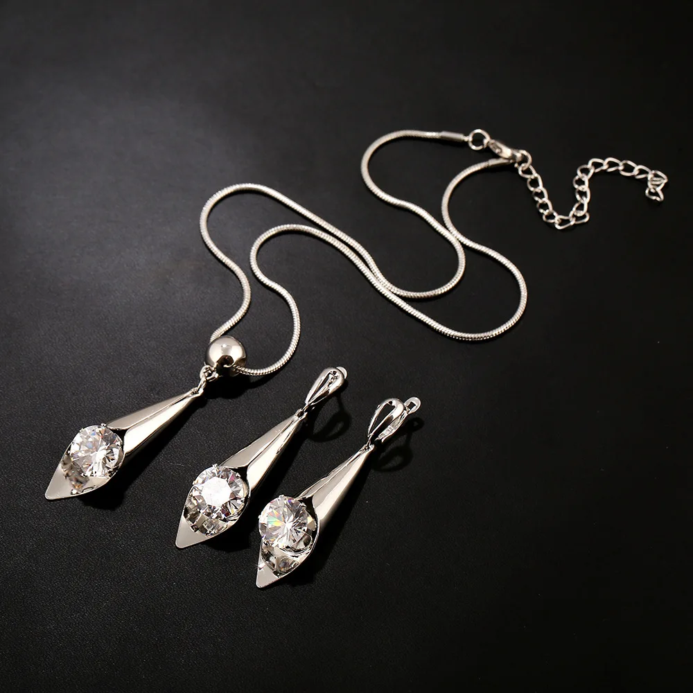 Модные креативные капли воды циркон Ювелирные наборы для Для женщин свадебные