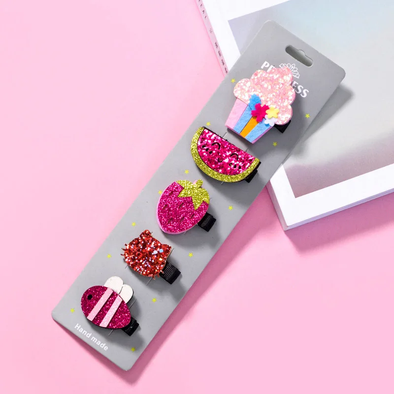 5pcs set 1 Новинка; детские заколки для волос; блестящие аксессуары для волос с единорогом; повязка для волос для девочек; заколка для волос для девочек; заколки для волос с единорогом - Цвет: 5pcs set 1