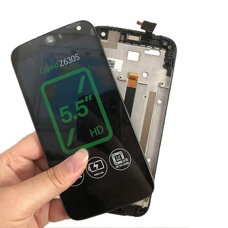 BKparts протестирован для acer Liquid Z630 Z630S ЖК-дисплей сенсорный экран стекло дигитайзер с рамкой жидкость Z630 Z630S ЖК-сборка