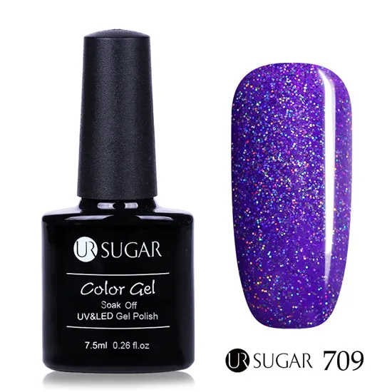 Color 709 Ur Sugar 7,5 мл Радужный мерцающий голографический Гель-лак для ногтей цветной супер-маникюрный Гель-лак для ногтей - Цвет: Color 709