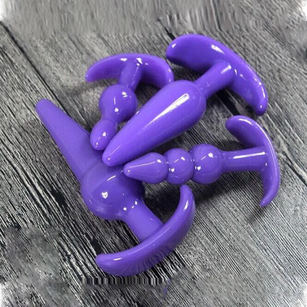 4pcs Purple Silicone Anal Sex Toys Beads Butt Plugs Ball G-spot Female Masturbation Adult Products For Women |