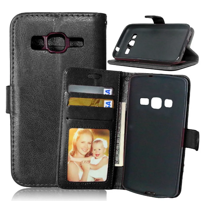 Для Samsung G360 черный цвет 3 карты кожаный бумажник флип Fundas чехол для Galaxy Core Prime LTE G3608