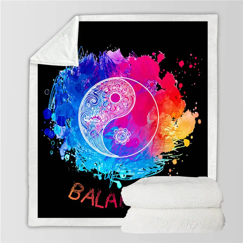 Постельные принадлежности Outlet Tai Chi шерпа Флисовое одеяло Корона мягкое одеяло s для пар красочное пледы одеяло Инь Ян покрывала 150x200 см - Цвет: 2