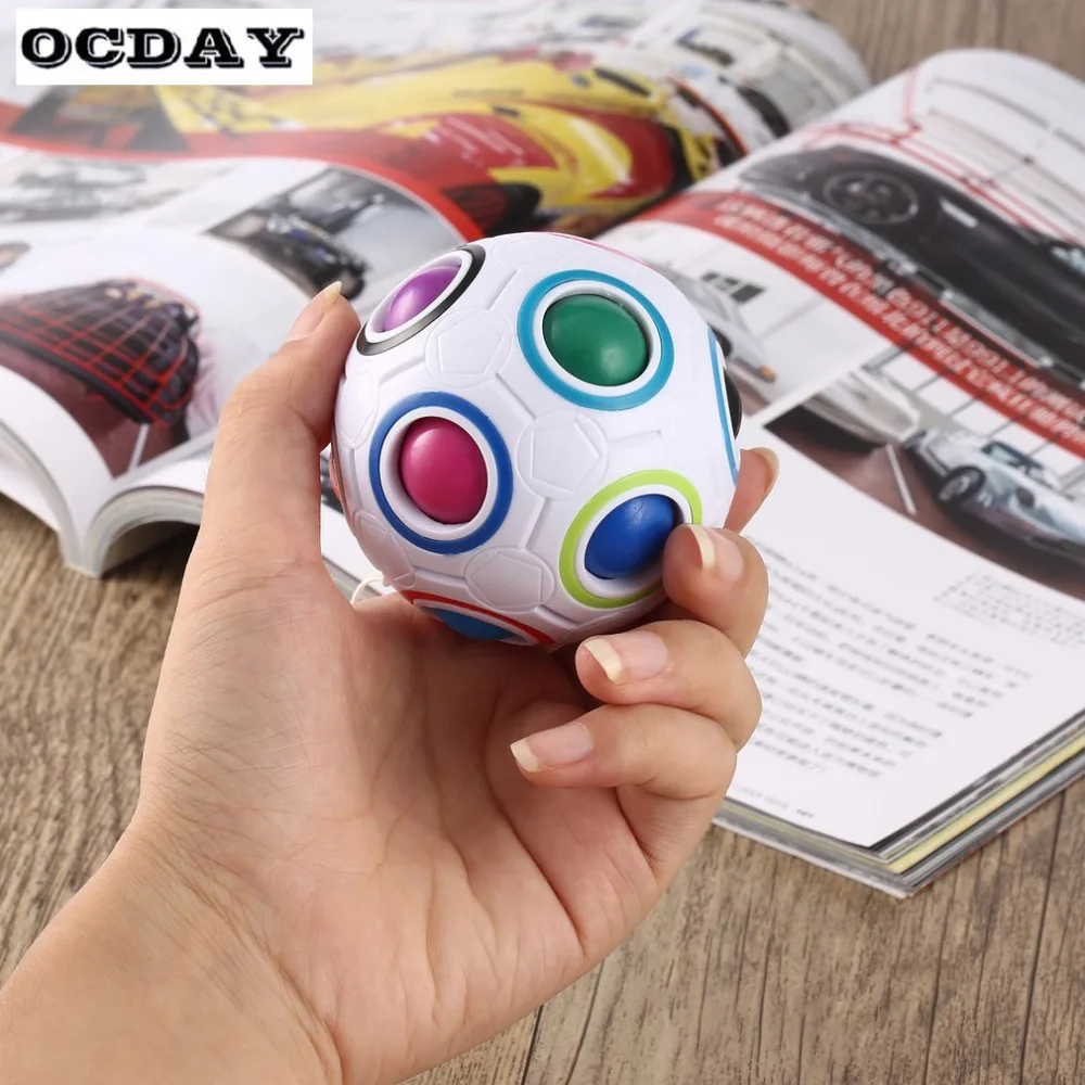 OCDAY футбол магический куб игрушки скорость Радуга Головоломка мяч забавные