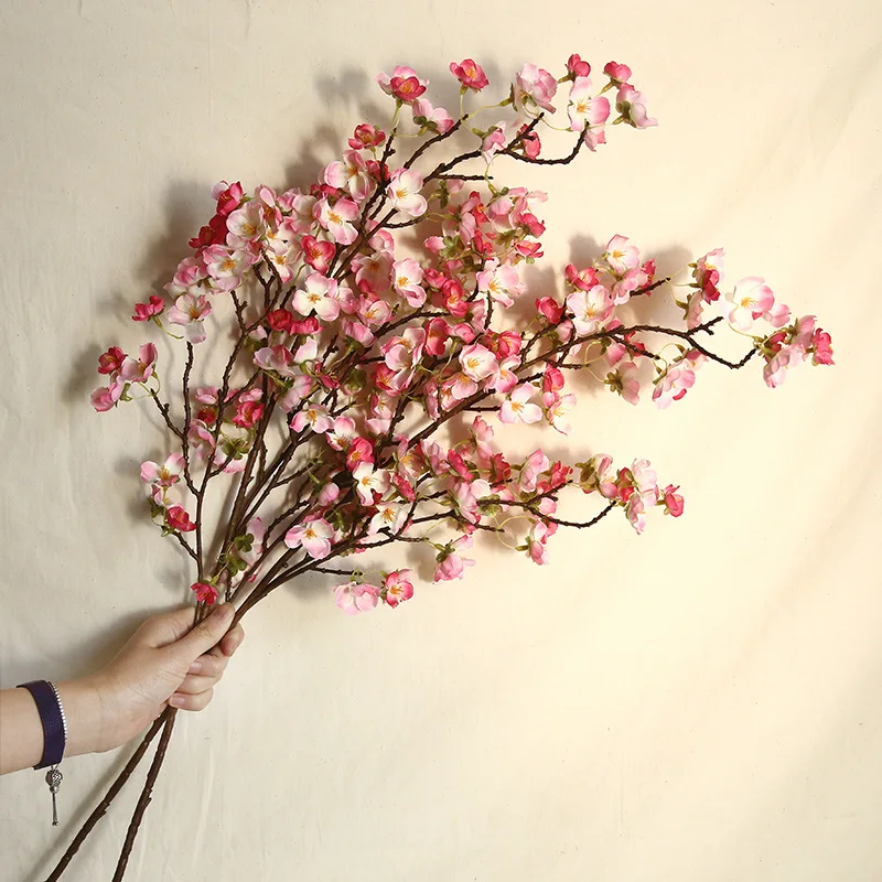 

Artificial Flower 97CM Cherry Blossom Plum Silk Fake Flower DIY Home Decoration Wedding Flower Plastic Flower Photography Props