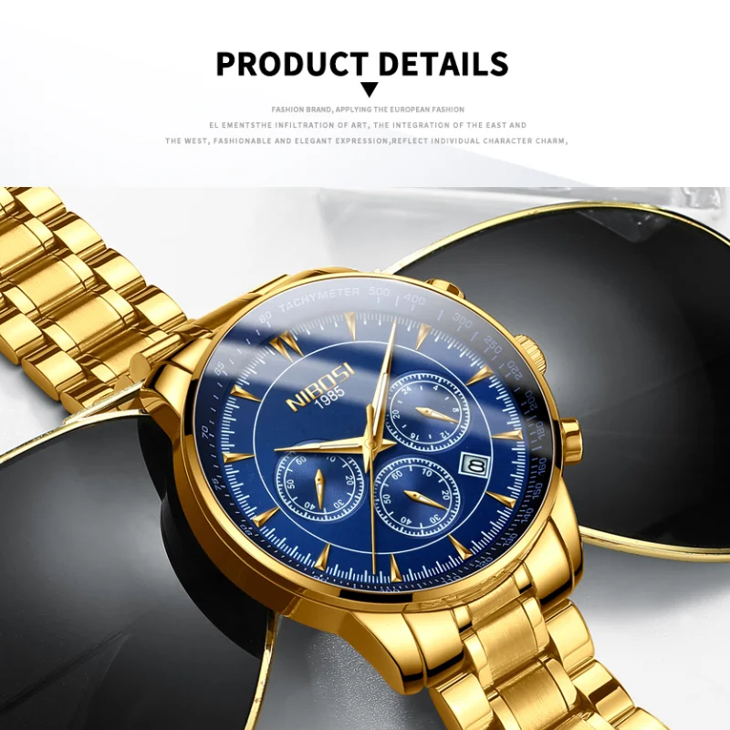 Часы наручные NIBOSI Мужские кварцевые роскошные спортивные водонепроницаемые