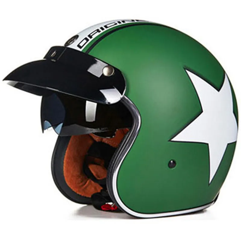 Классический мотоциклетный шлем в стиле ретро 3/4 с открытым лицом черные