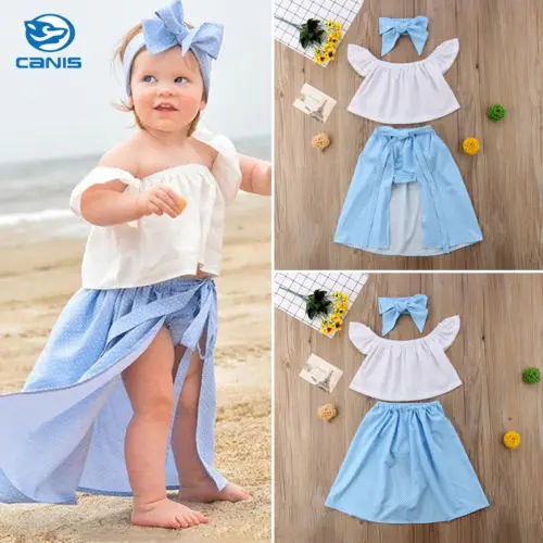 Комплект одежды из 4 предметов для маленьких девочек хлопковые топы с открытыми