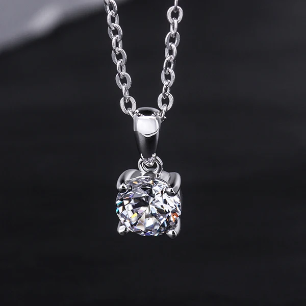 

Cheestar Gems 925 Sterling Silver Women Round Necklace with 6.5mm/1carat Cubic Zircon Ladies Pendant Necklaces Trendy