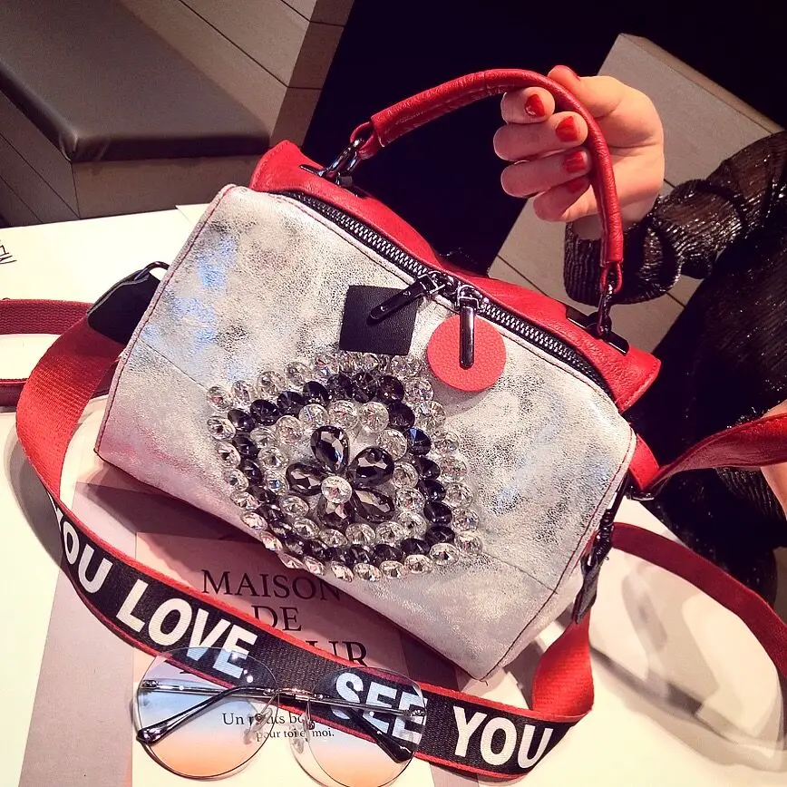 Women Diamonds PU Leather Casual Handmade Woven Tote Bag Vintage Shoulder Retro Large Capacity Messenger Bags | Багаж и сумки