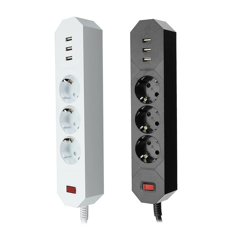 CLAITE умная USB лента питания 5 в 250 А 3 порта usb адаптер для зарядки 4000 в 16A 1,8 Вт 3 розетки переменного тока ЕС вилка CE FC-Rohs м
