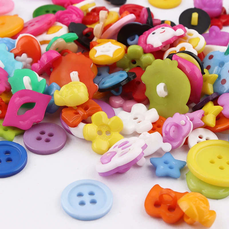 50 шт. разноцветные пластиковые пуговицы с мультяшными рисунками аксессуары для
