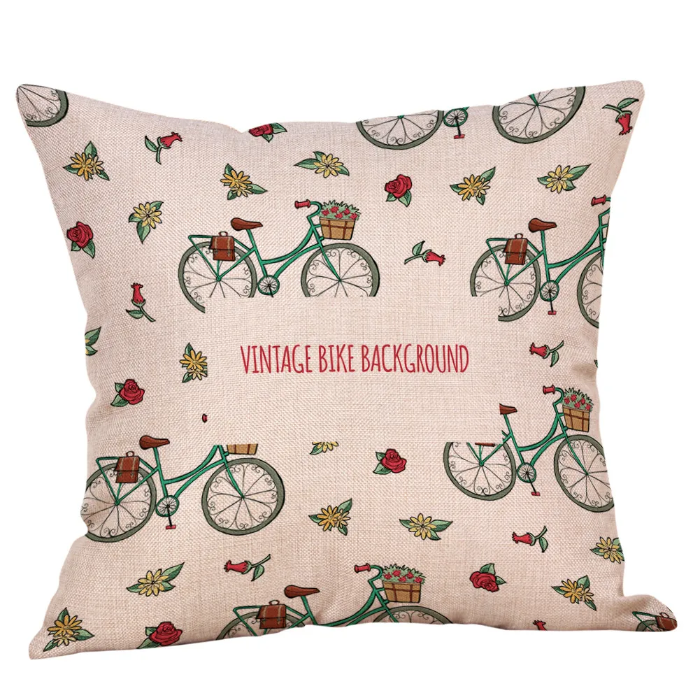 6 видов стилей Чехлы хлопковый льняной велосипед цветок декоративные подушки для