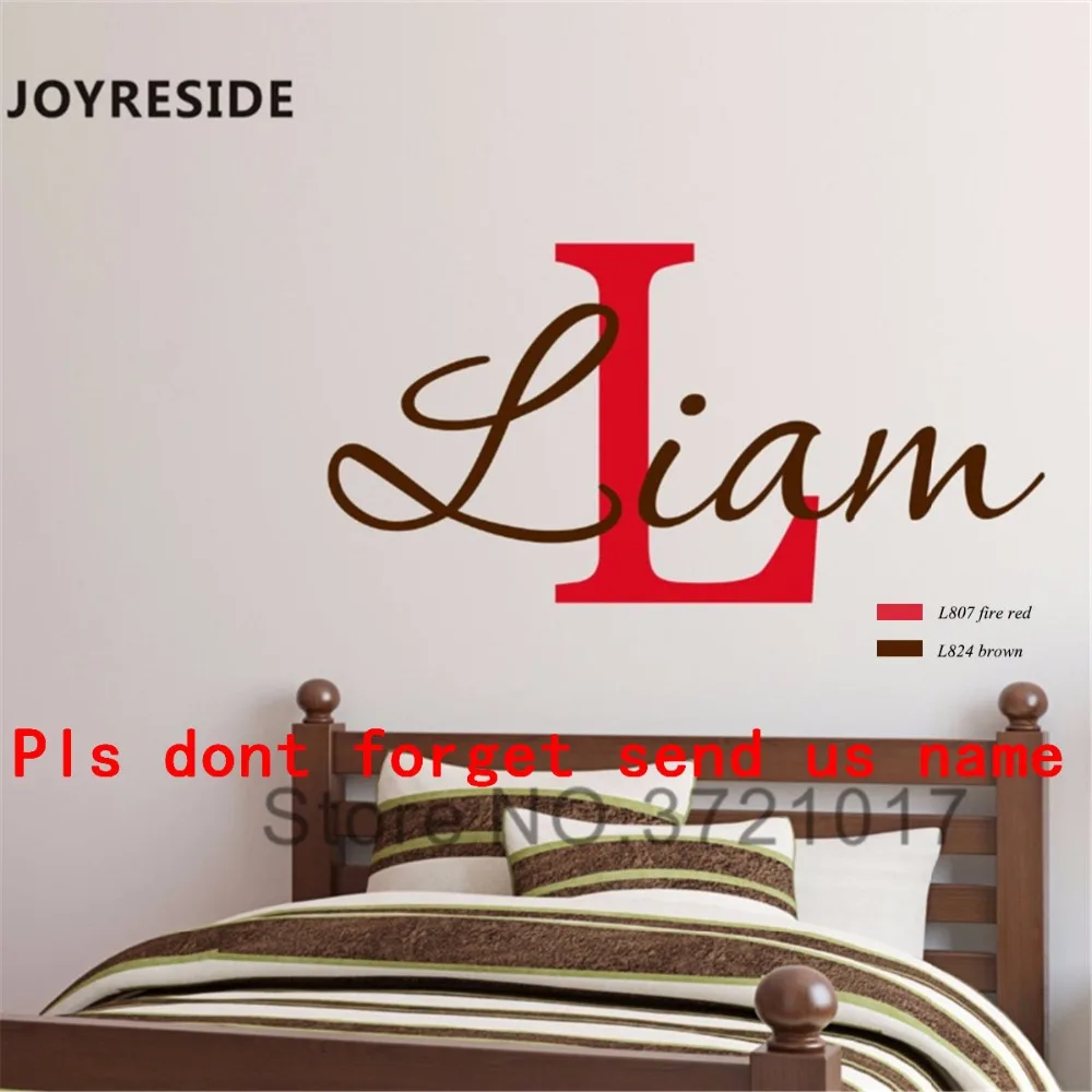 

JOYRESIDE Custom Personalized Name And Initial Letter Wall Decal Vinyl Sticker For Kid Boy Girl Room Decoration DIY Mural XY018