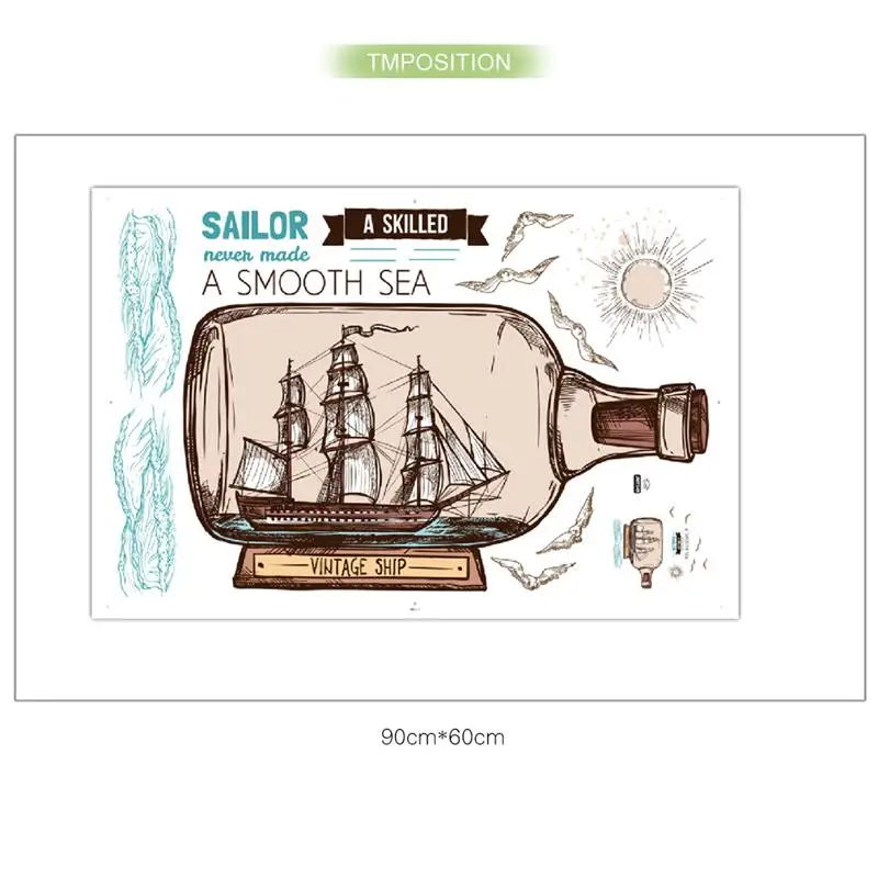 1Pcs Personality Decorative Wall Stickers Bedroom Background Decoration Sea Drift Bottle Home Sticker C1022 | Дом и сад