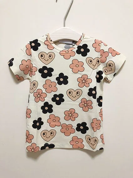 folwer Tees Детская футболка с музыкальными вкладками для мальчиков и девочек, топы с цветочным принтом, футболки, штаны, одежда для малышей, весна-лето - Цвет: folwer Tees