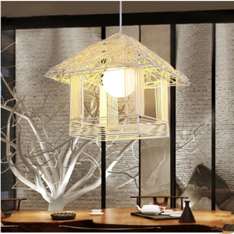 Люстра в виде птичьей клетки из ротанга|cage chandelier|bird cage chandelierchandelier creative |