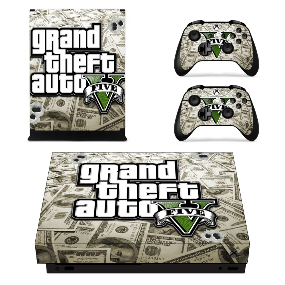 Grand Theft Auto V GTA 5 наклейка для Microsoft Xbox One X консоль и 2 контроллера виниловая