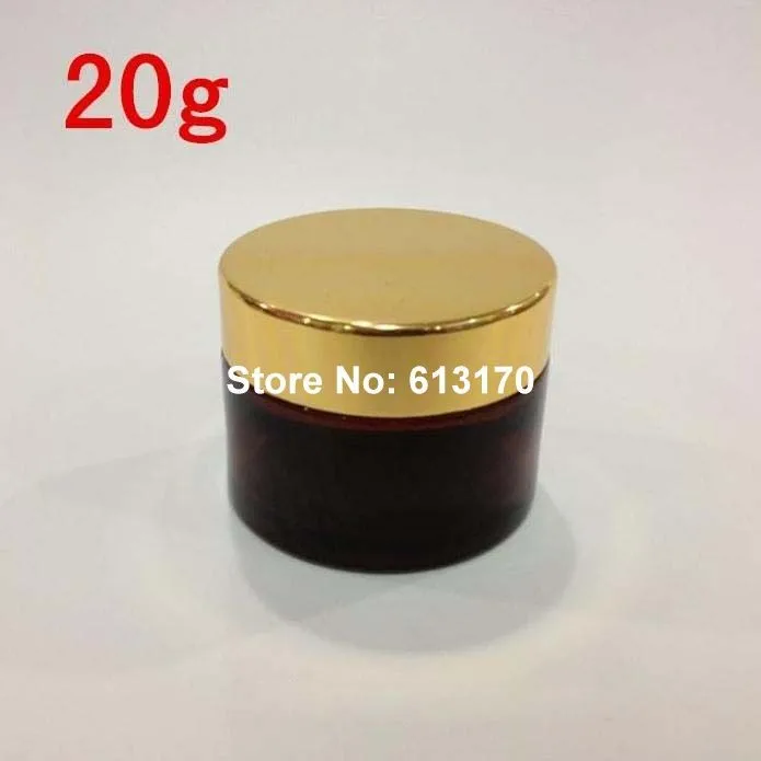 Стеклянная Пустая банка для крема с золотой крышкой 20 мл г янтарный цвет