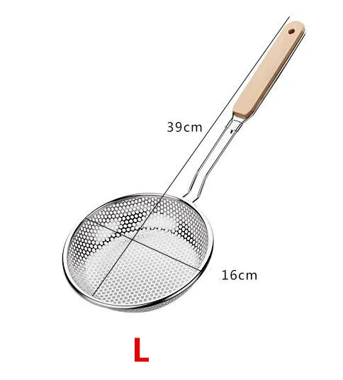 L Stainless steel flour sifter Sieve Colanders S/M/L/XL Size Fine Mesh Wire oil strainer pot Frying Basket for baking Cooking Tool - Цвет: L