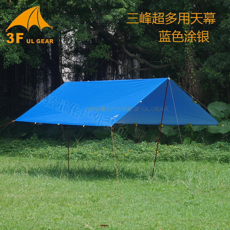 3F UL gear 3x3 M серебряное покрытие Flysheet Водонепроницаемый солнцезащитный 210 T тафты висячая Брезентовая палатка пляжный навес