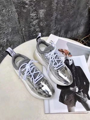 Высококачественные уличные спортивные кроссовки для женщин; zapatillas mujer; спортивная обувь из натуральной кожи на шнуровке для бега; роскошные кроссовки на платформе - Цвет: silver Lace Up