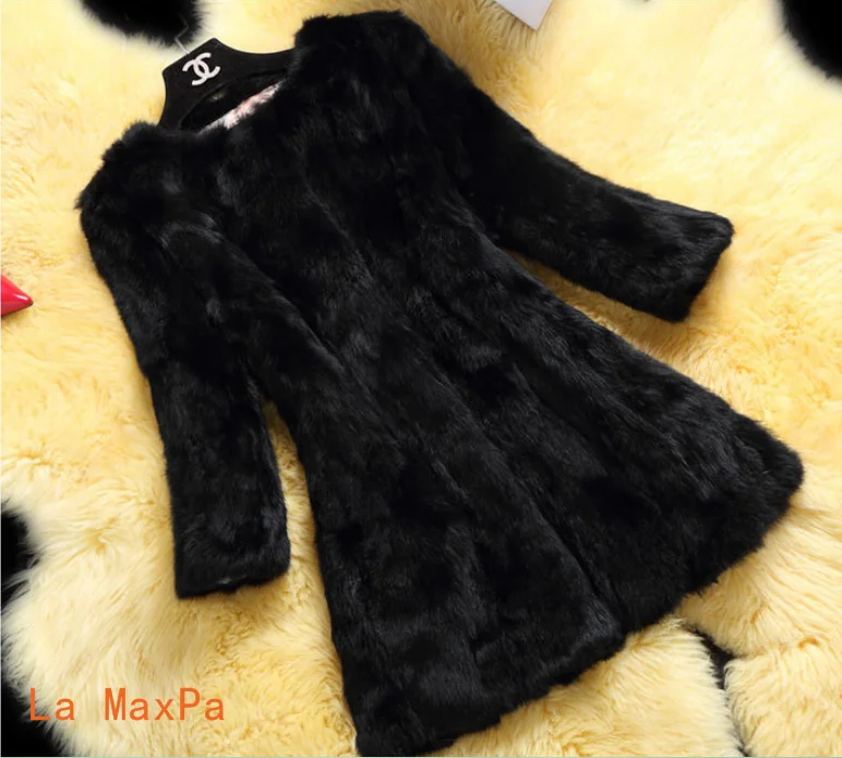 2018 мех зима новый длинное пальто с натуральным кроличьим мехом пальто|Куртки из