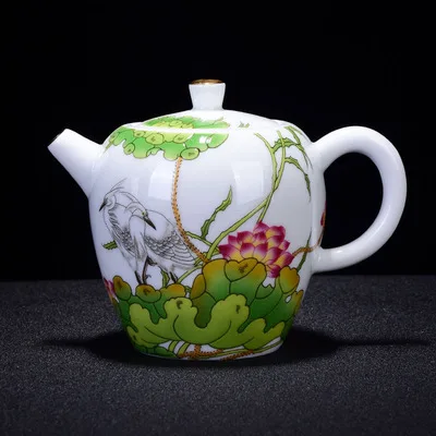 Керамика Цзиндэчжэнь эмалированный чайный горшок кунг-фу зеленый сервиз ручная