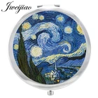 JWEIJIAO Звездная ночь картины Ван Гога стекло кабошон макияж зеркало Floding круглая компактная ручка карманное зеркало зеркала