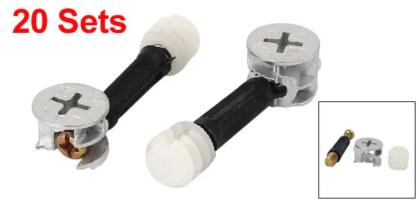 Furniture Connecting Eccentric Cam Fitting Dowel Pre-inserted Nut 15mmx11mm 20 Sets |
