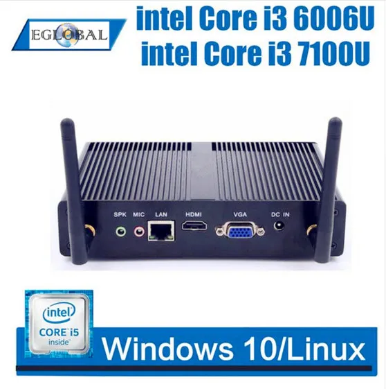 Мини ПК EGLOBAL Windows 10 Intel Core i3 7100U Celeron 3205U два ядра без вентилятора HDMI VGA Wi Fi|Мини ПК| |