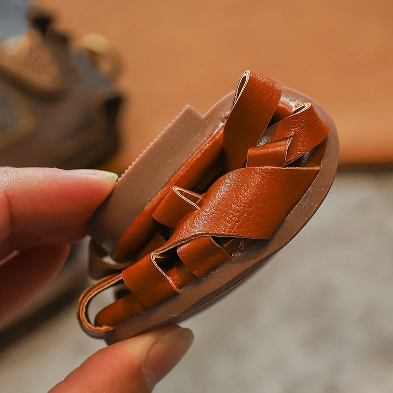 Новинка 2019 года сезон весна-лето Детские тканые открытые сандалии модные в