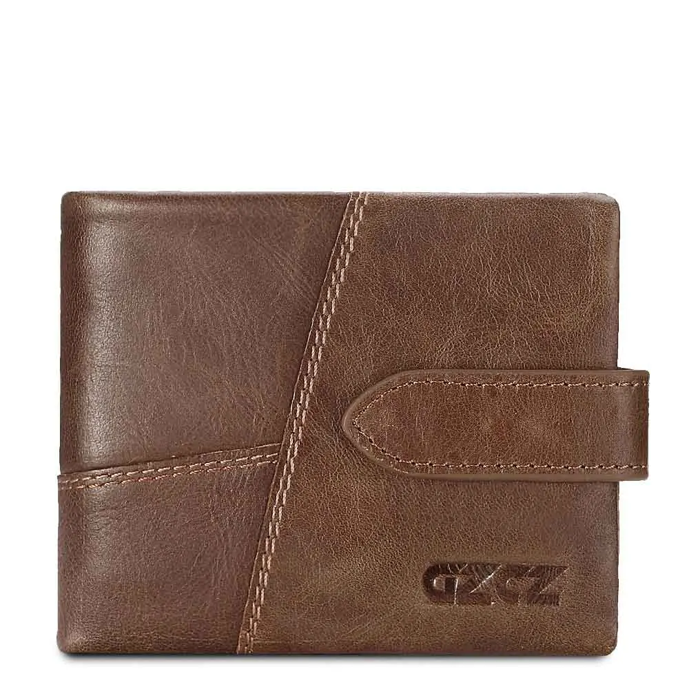Brown-S GZCZ известный бренд мужские кошельки Роскошные из натуральной коровьей кожи дизайн мужской кошелек с карманом для монет Hasp молния короткие Винтаж Walet - Цвет: Brown-S