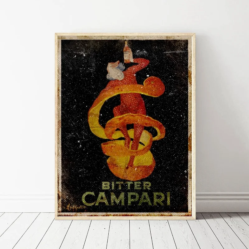 Картина на холсте с изображением Горького виски Campari скандинавские плакаты и